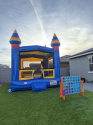 IMG 1170 1754363822 13'x13' Blue Castle Bounce House (With Basketball Hoop)