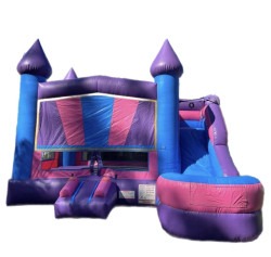 Pink-Blue Bounce House With Slide